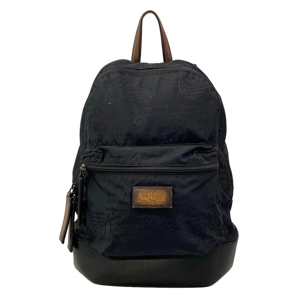 Berluti Black Nylon Leather Backpack #358041B11B
